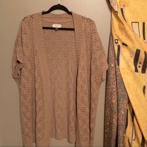 Tan crochet 3X vest/kimono/sleeveless sweater